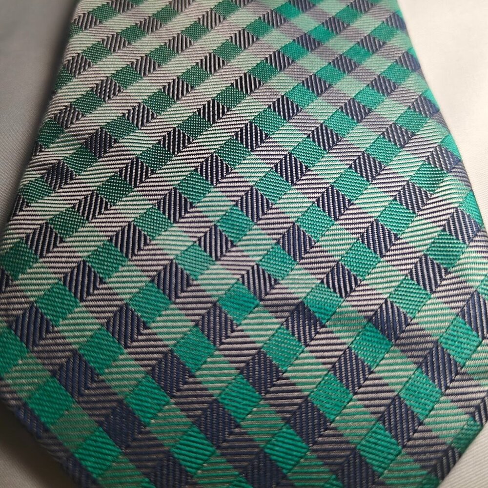 Nordstrom Blue, Green & White Striped Silk Men's Tie